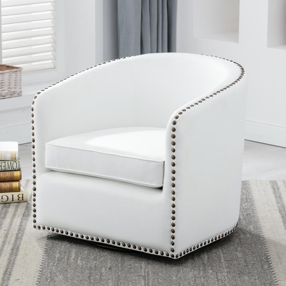Tyler Swivel Arm Chair - Milky. Picture 12