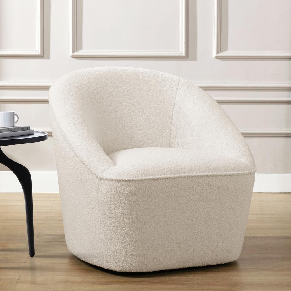 Andria Boucle Swivel Chair - Milky White. Picture 1