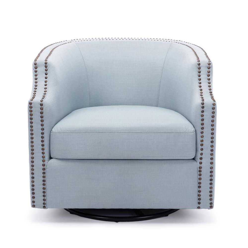 Aerin Sky Blue Swivel Barrel Chair. Picture 4