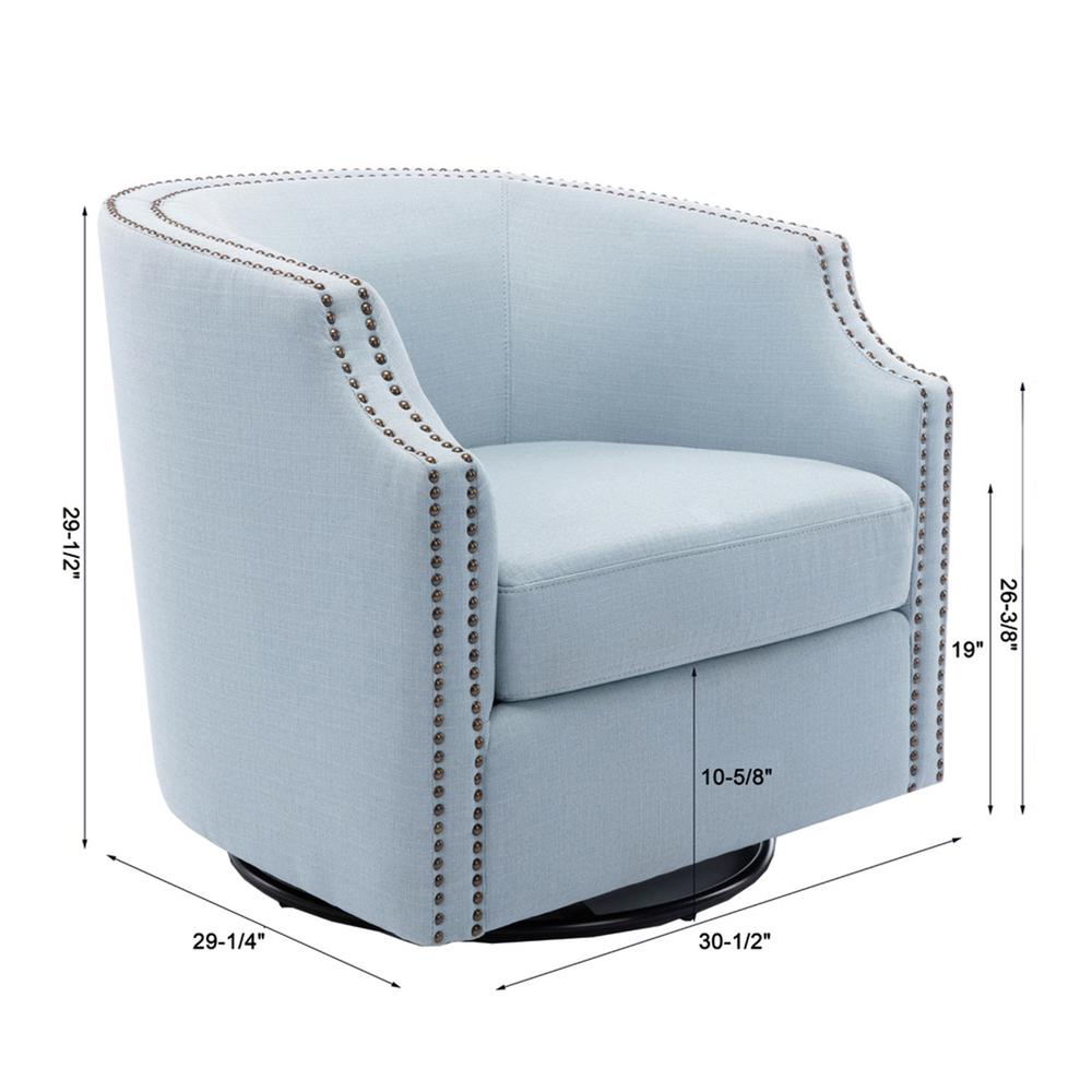 Aerin Sky Blue Swivel Barrel Chair. Picture 8