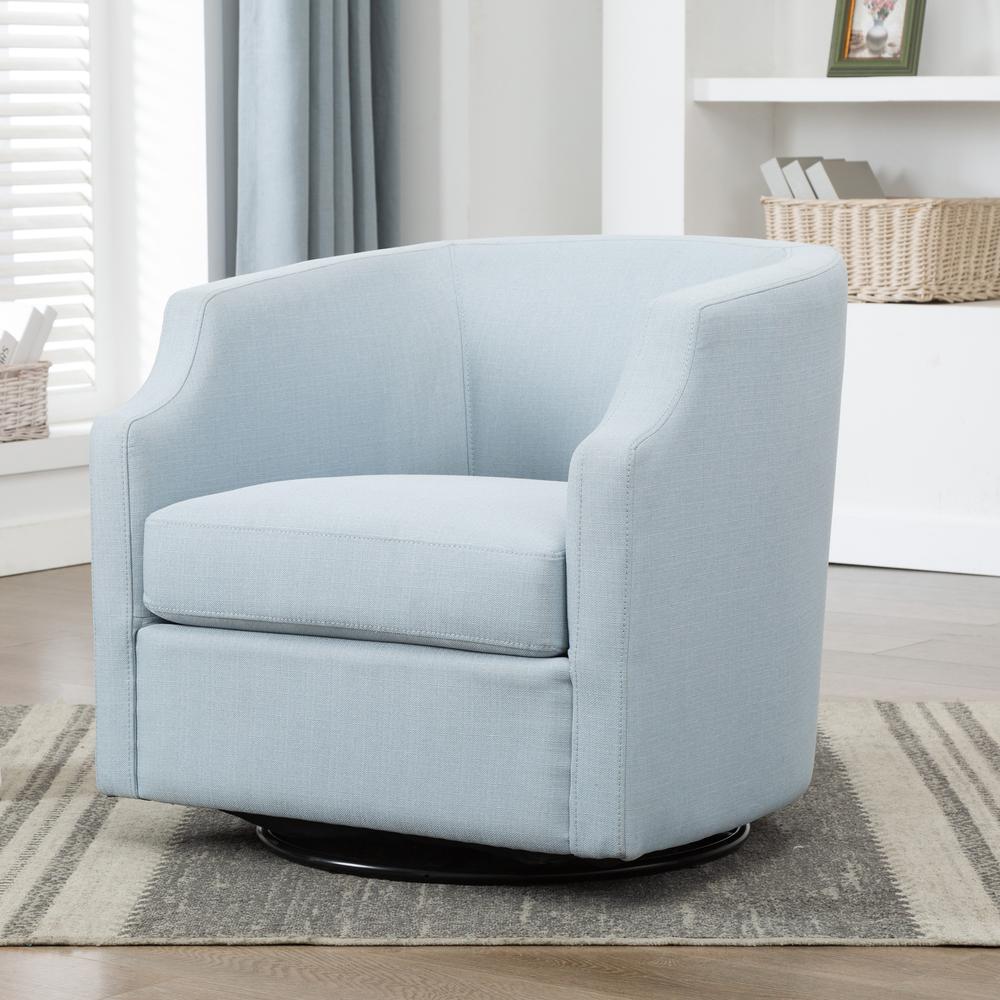 Infinity Sky Blue Swivel Glider Barrel Chair. Picture 4