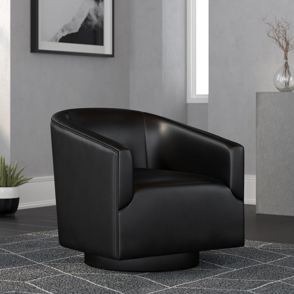Gaven Black Wood Base Swivel Chair. Picture 3