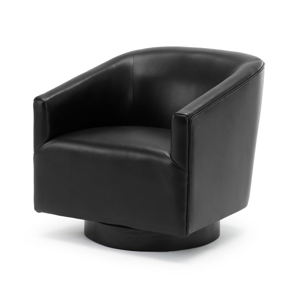 Gaven Black Wood Base Swivel Chair. Picture 1