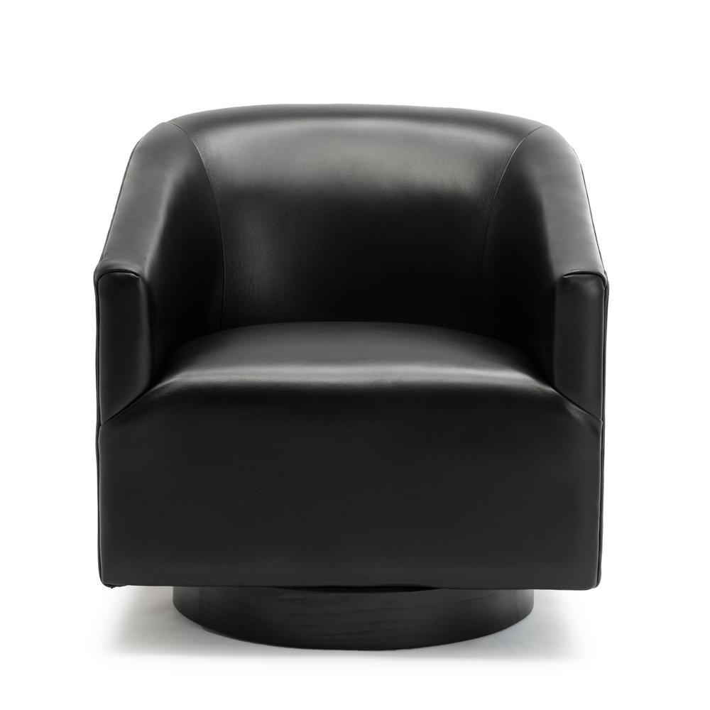 Gaven Black Wood Base Swivel Chair. Picture 4