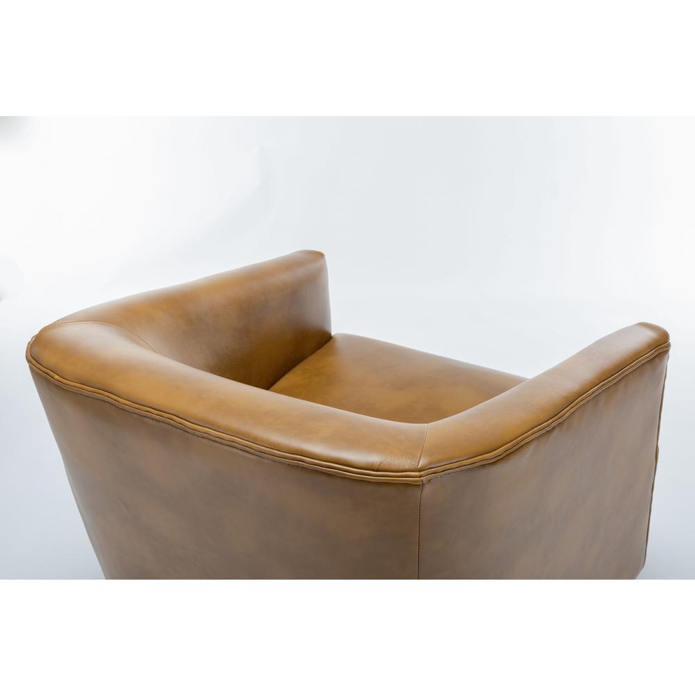 Gaven Camel Wood Base Swivel Chair. Picture 4