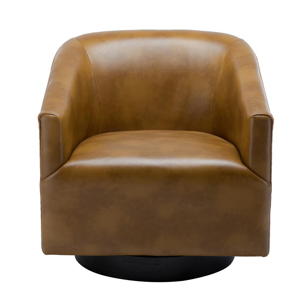 Gaven Camel Wood Base Swivel Chair. Picture 12