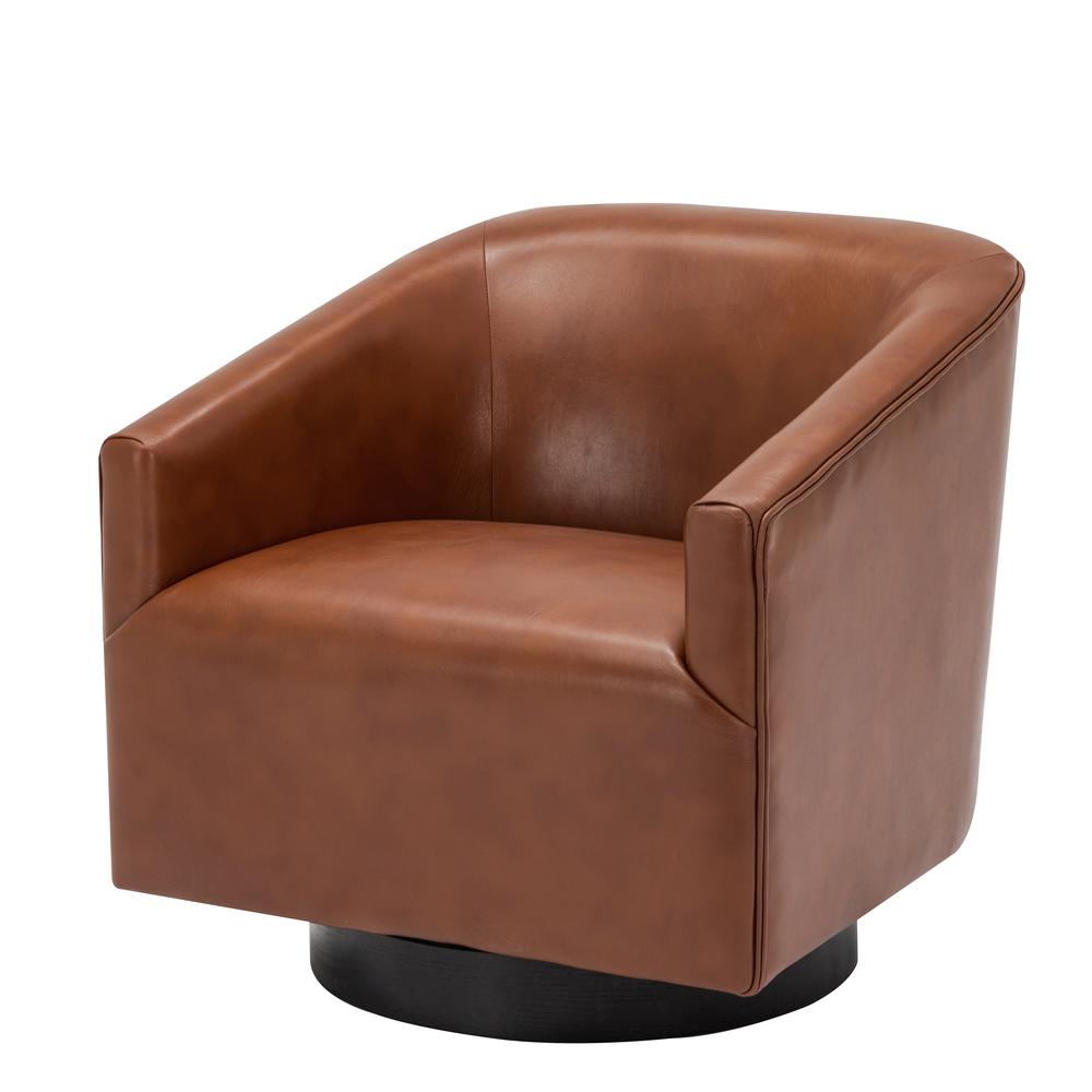 Gaven Caramel Wood Base Swivel Chair. Picture 1