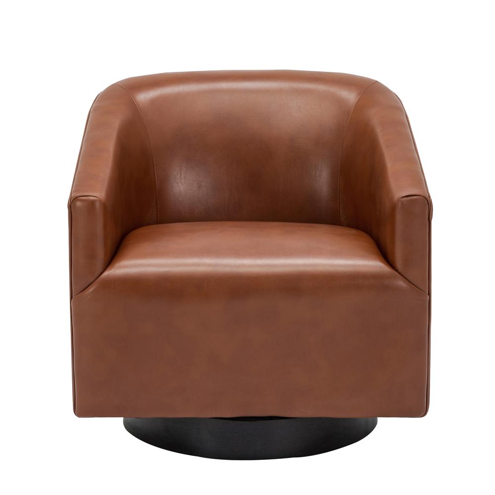Gaven Caramel Wood Base Swivel Chair. Picture 4
