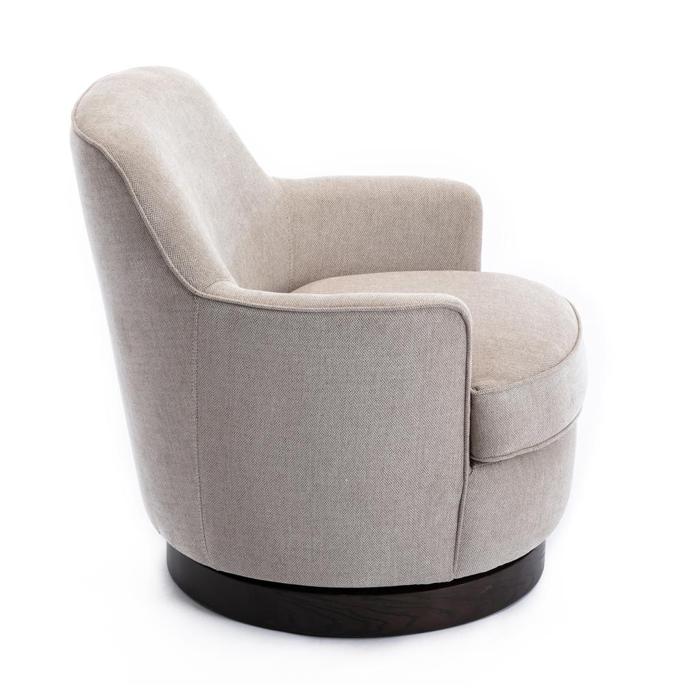 Reese Oatmeal Wood Base Swivel Chair. Picture 4