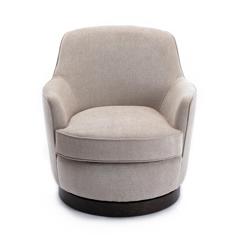 Reese Oatmeal Wood Base Swivel Chair. Picture 8