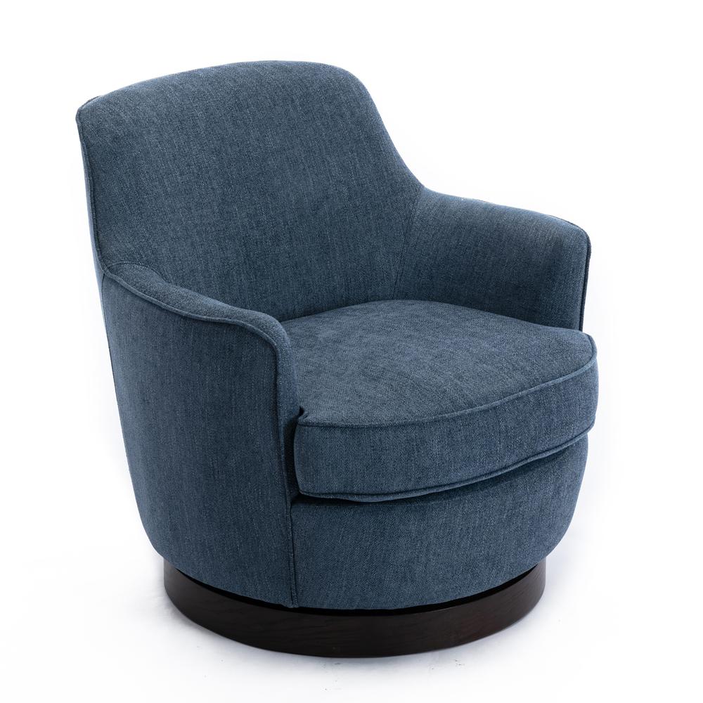 Reese Cadet Blue Wood Base Swivel Chair. Picture 1