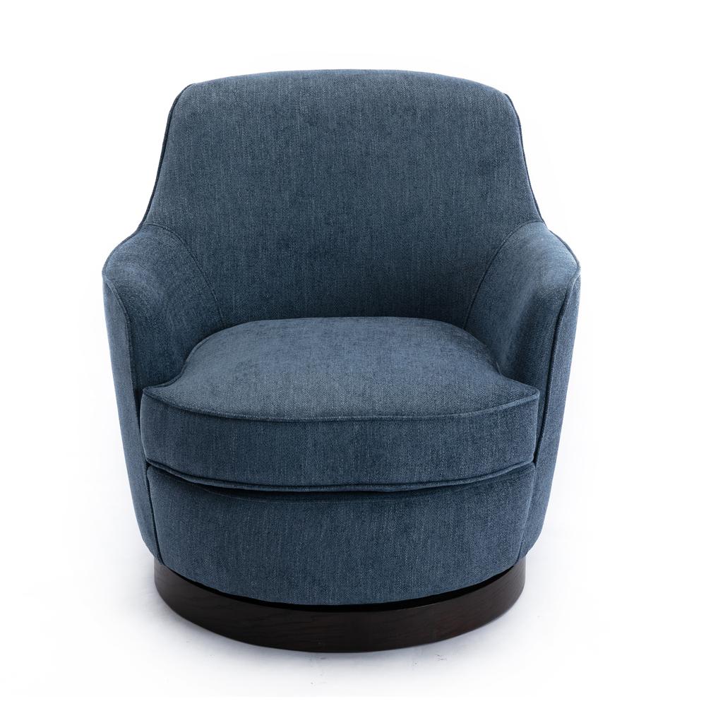 Reese Cadet Blue Wood Base Swivel Chair. Picture 8