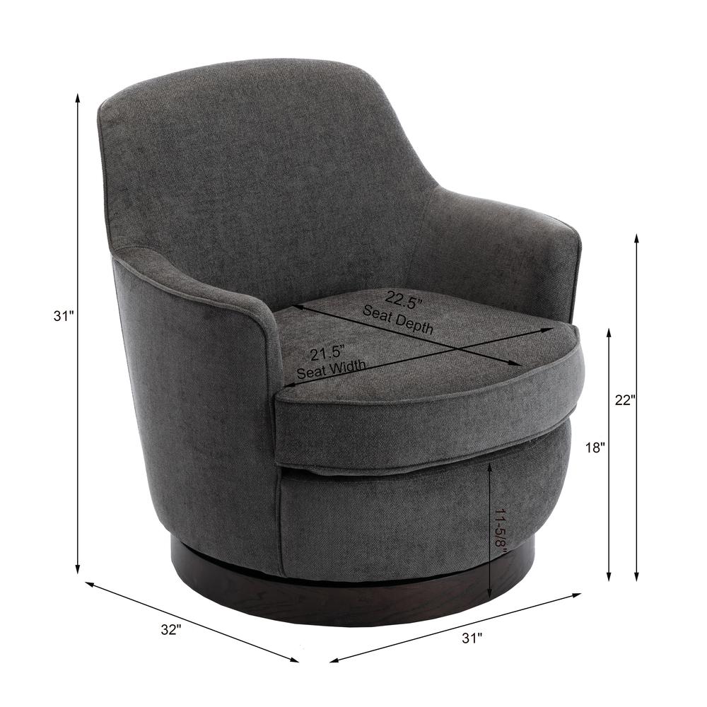 Reese Charcoal Wood Base Swivel Chair. Picture 2