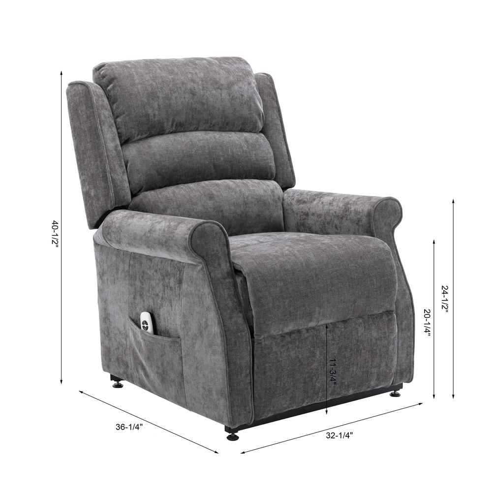 Ashland Charcoal Lift Chair with Massage. Picture 2