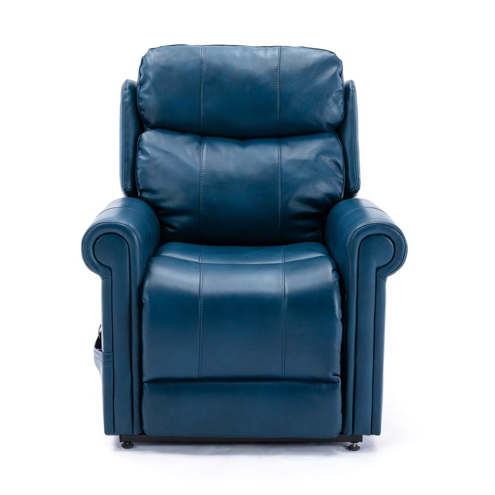 Langdon Navy Blue Leather Gel Lift Chair with Massage. Picture 3