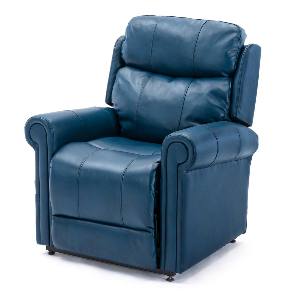 Langdon Navy Blue Leather Gel Lift Chair with Massage. Picture 4