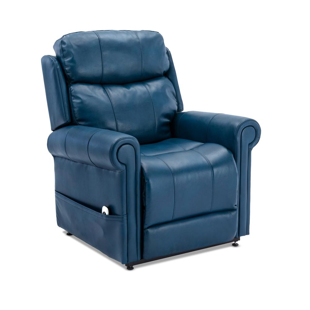 Langdon Navy Blue Leather Gel Lift Chair with Massage. Picture 6
