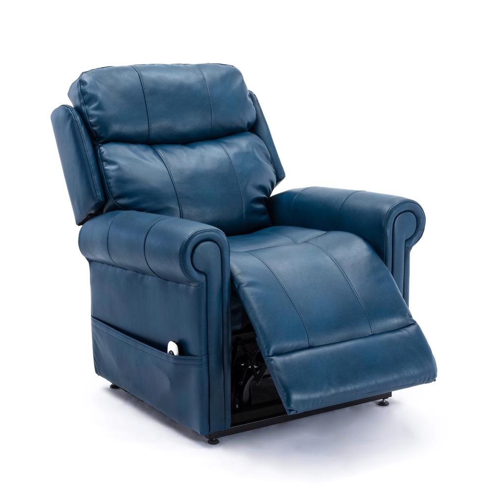 Langdon Navy Blue Leather Gel Lift Chair with Massage. Picture 8