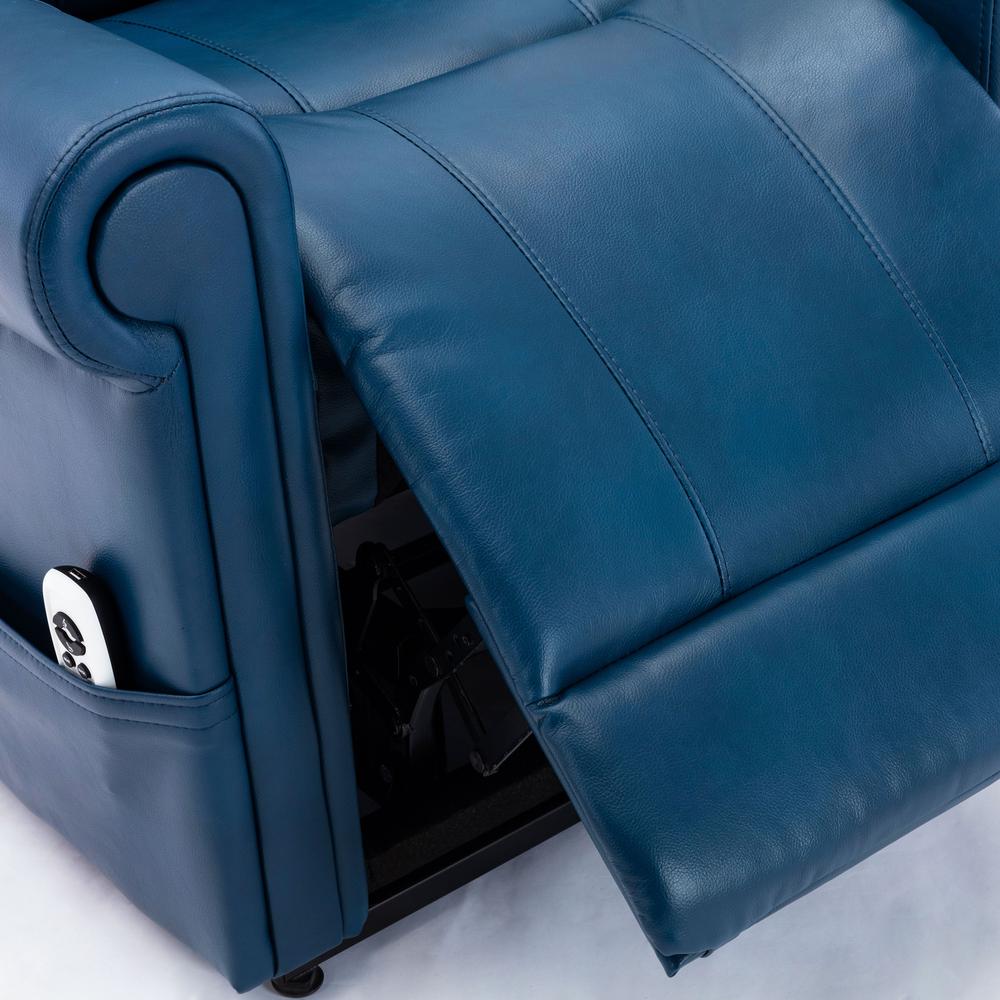 Langdon Navy Blue Leather Gel Lift Chair with Massage. Picture 10