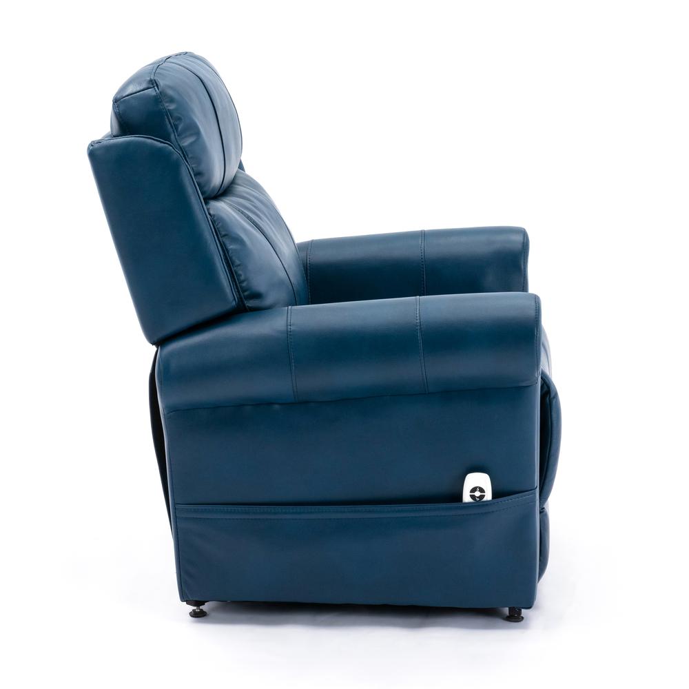 Langdon Navy Blue Leather Gel Lift Chair with Massage. Picture 13
