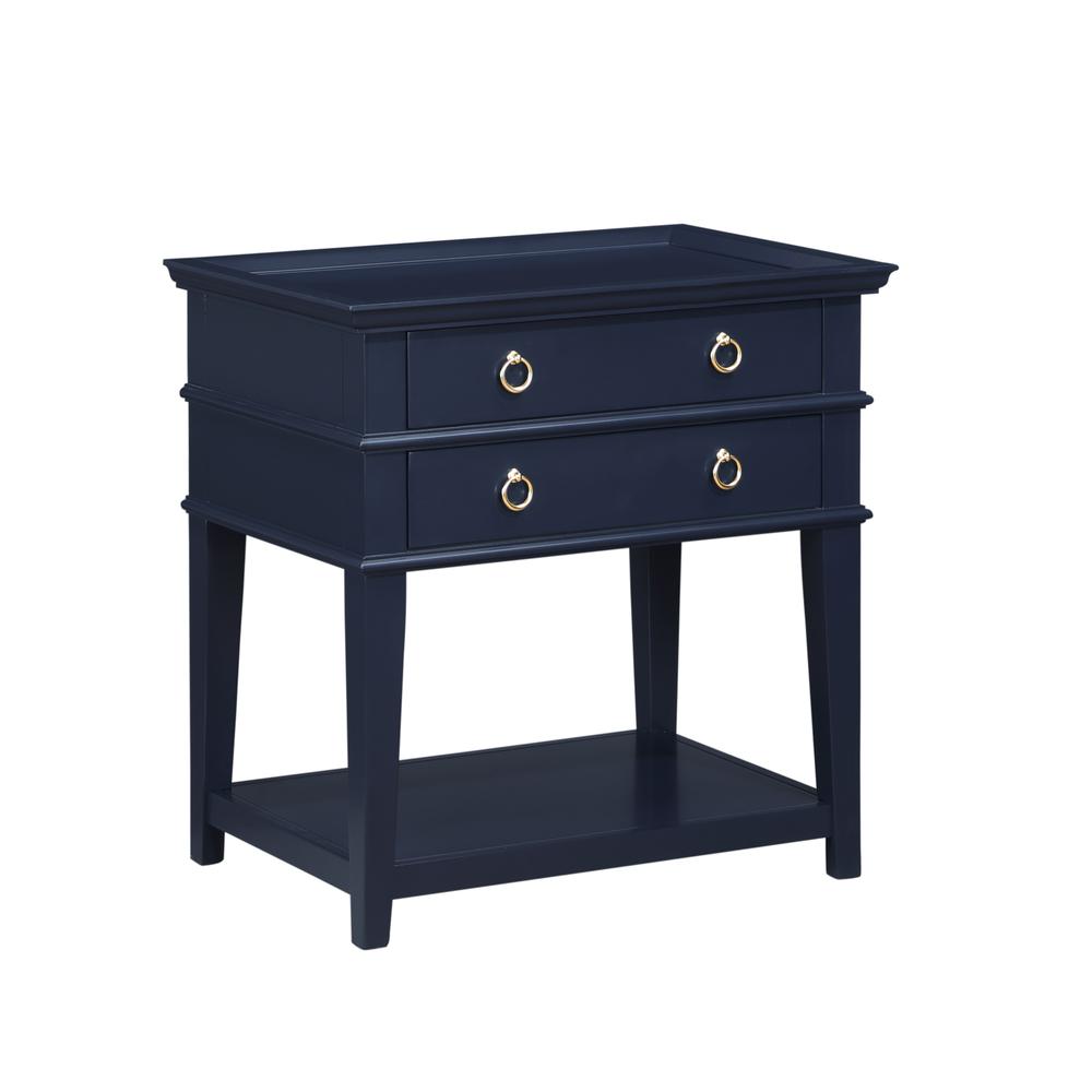 Clara Midnight Blue 2-Drawer Tray Top Nightstand. Picture 4