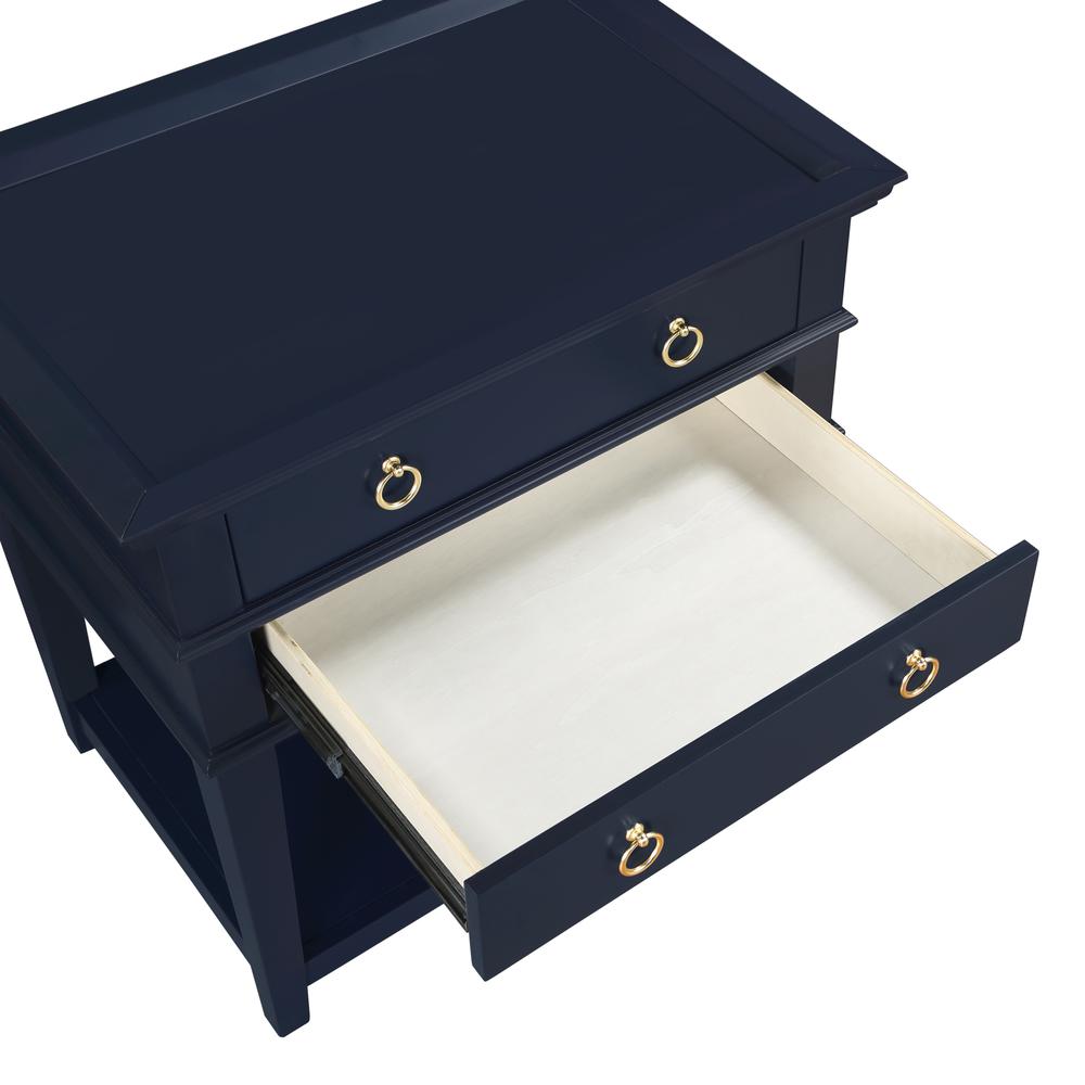 Clara Midnight Blue 2-Drawer Tray Top Nightstand. Picture 8