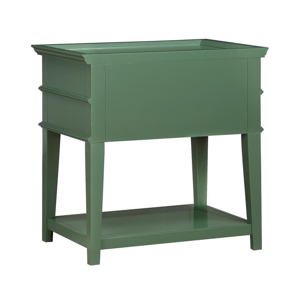 Clara Vintage Green 2-Drawer Tray Top Nightstand. Picture 1