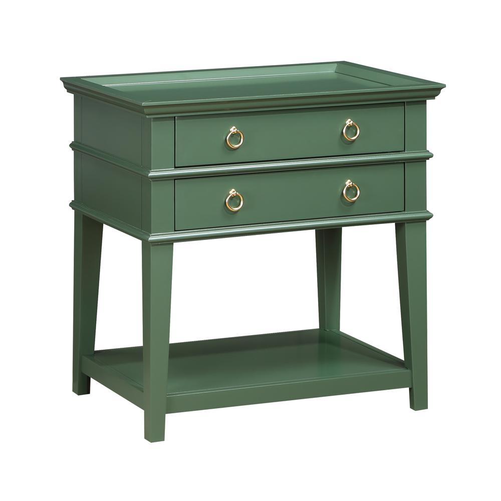Clara Vintage Green 2-Drawer Tray Top Nightstand. Picture 4