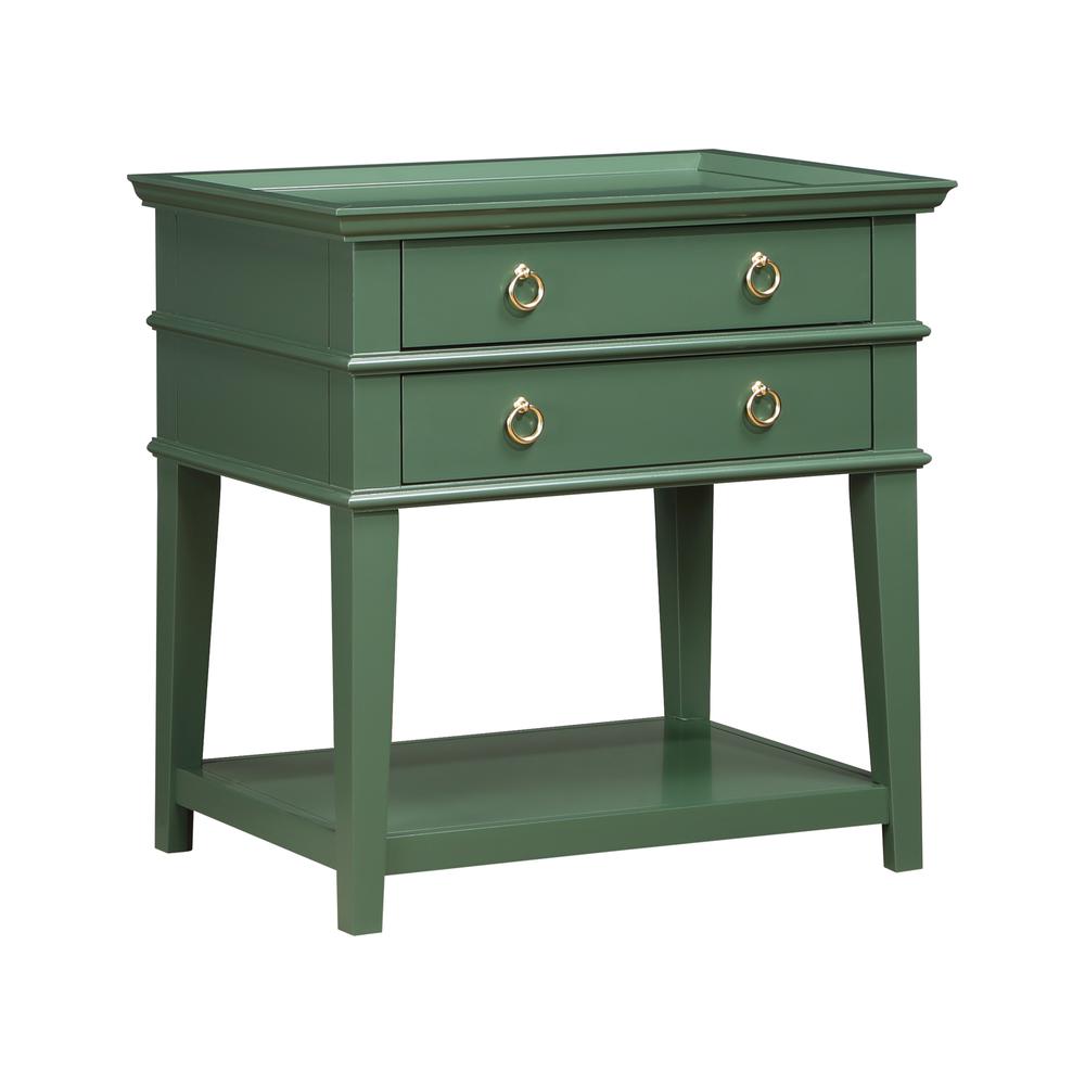 Clara Vintage Green 2-Drawer Tray Top Nightstand. Picture 5