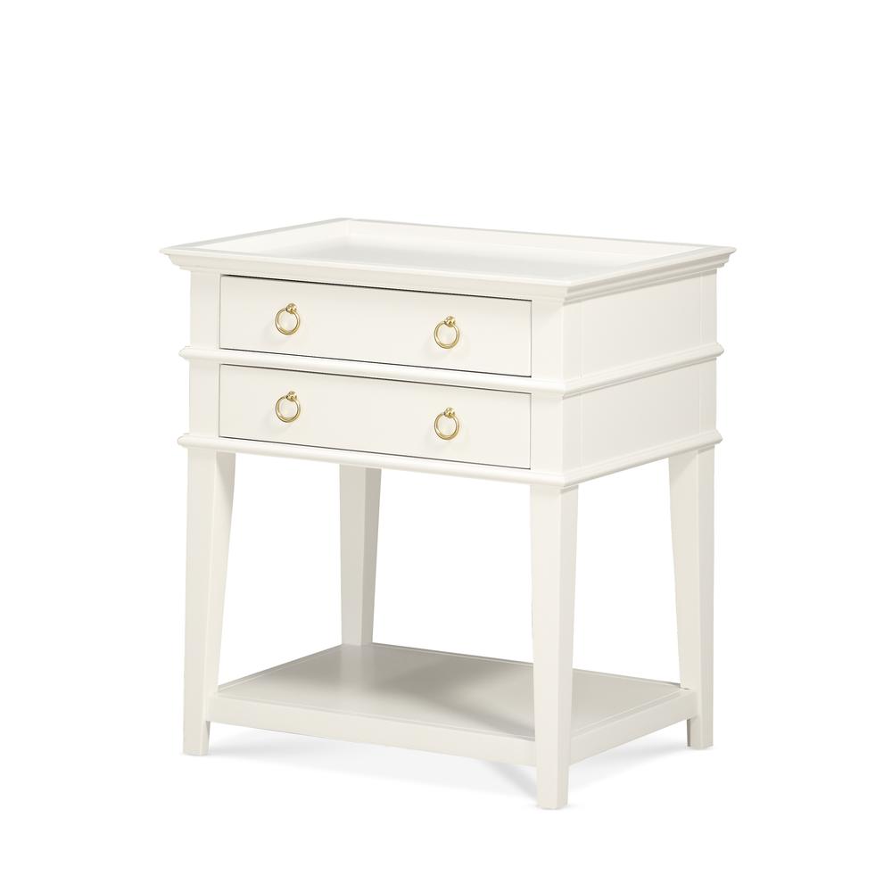 Clara White 2-Drawer Tray Top Nightstand. Picture 1