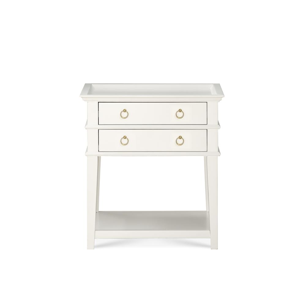 Clara White 2-Drawer Tray Top Nightstand. Picture 3