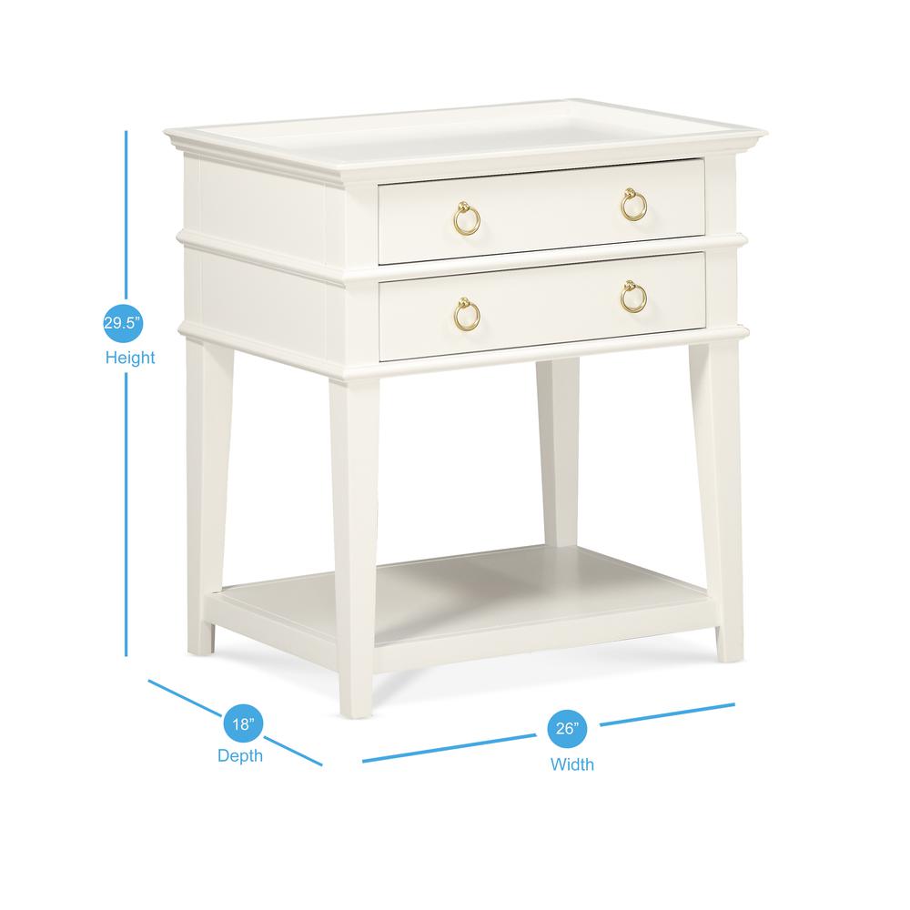 Clara White 2-Drawer Tray Top Nightstand. Picture 8