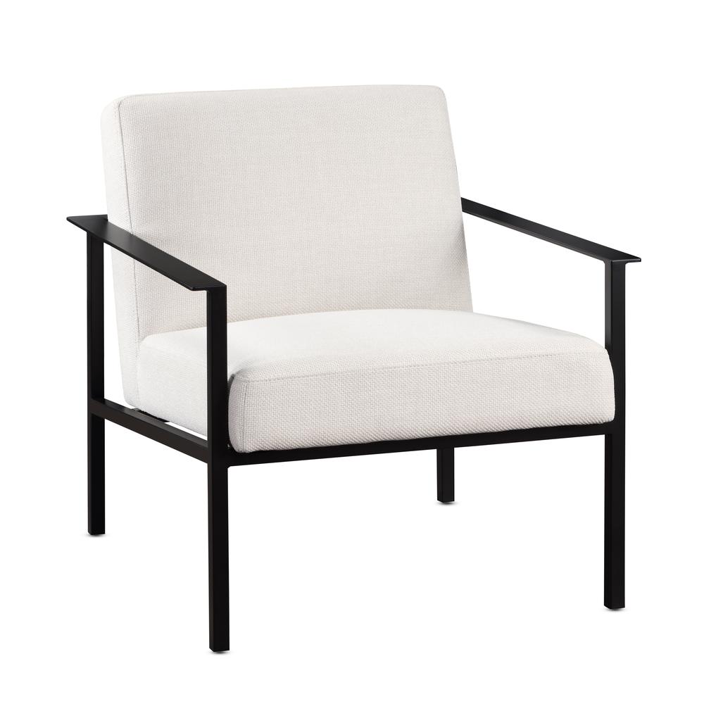 Milano Oatmeal White Stationary Metal Accent Chair. Picture 2