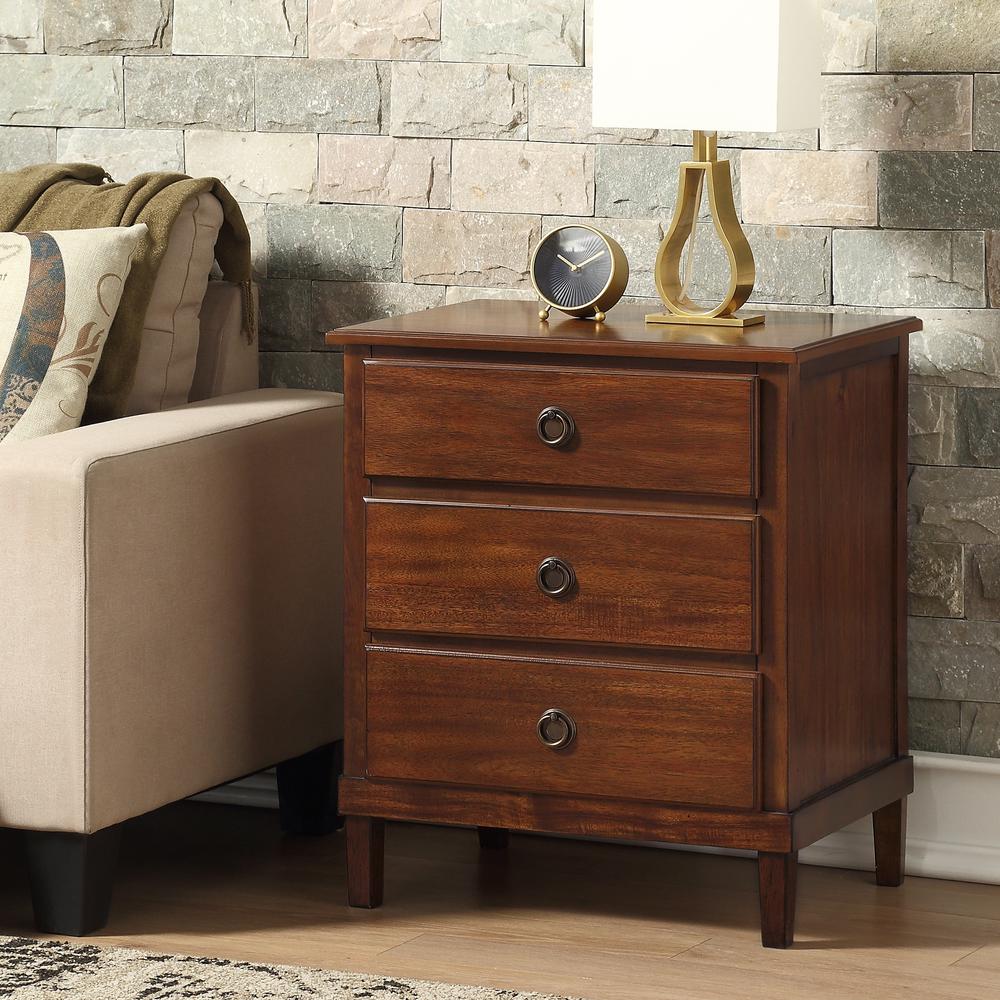 Cambridge Brown 3-Drawer Nightstand. Picture 2