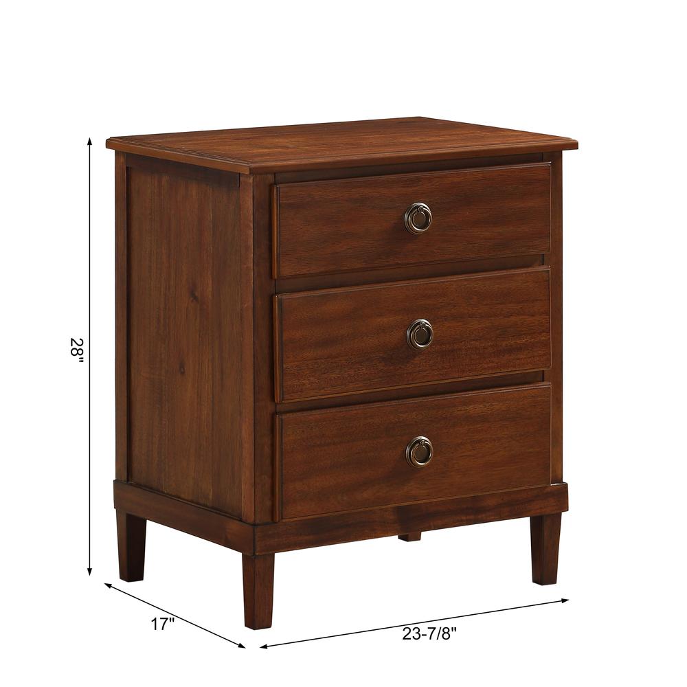Cambridge Brown 3-Drawer Nightstand. Picture 9