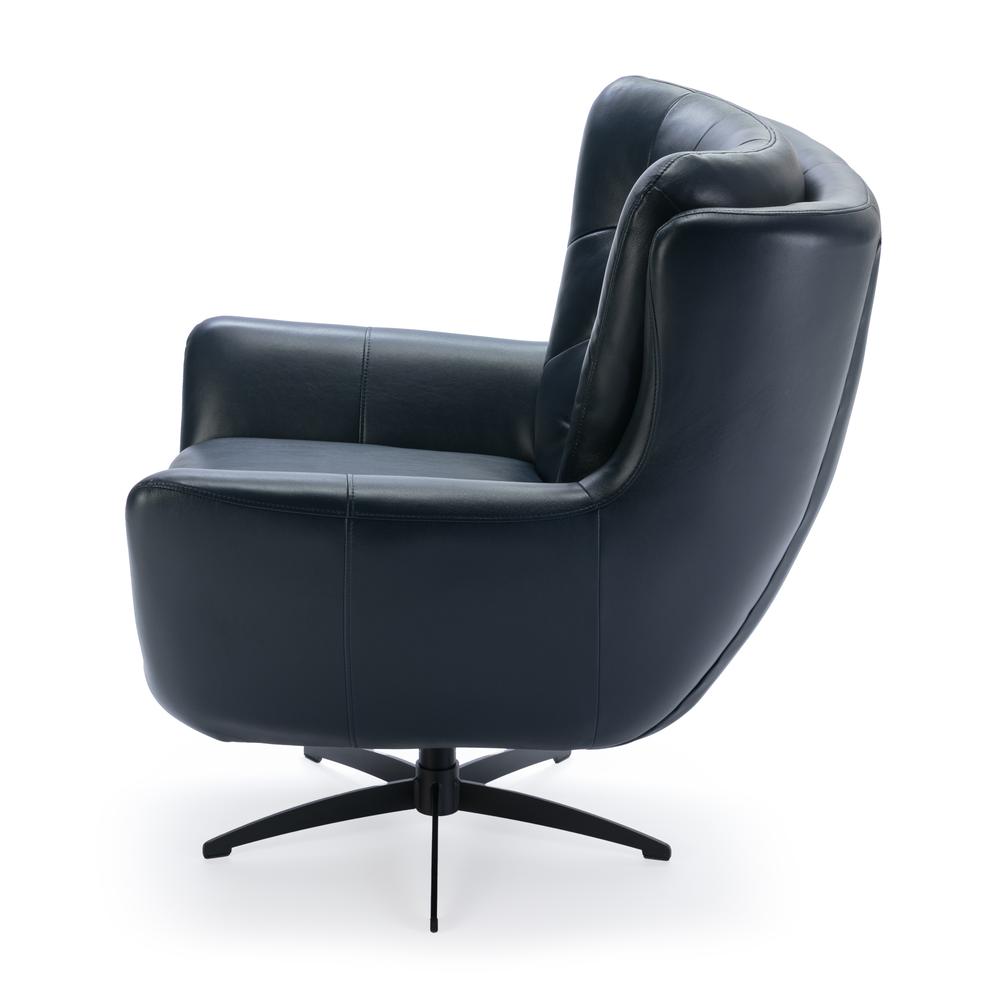 Clayton Midnight Blue Tufted Faux Leather Swivel Chair. Picture 4