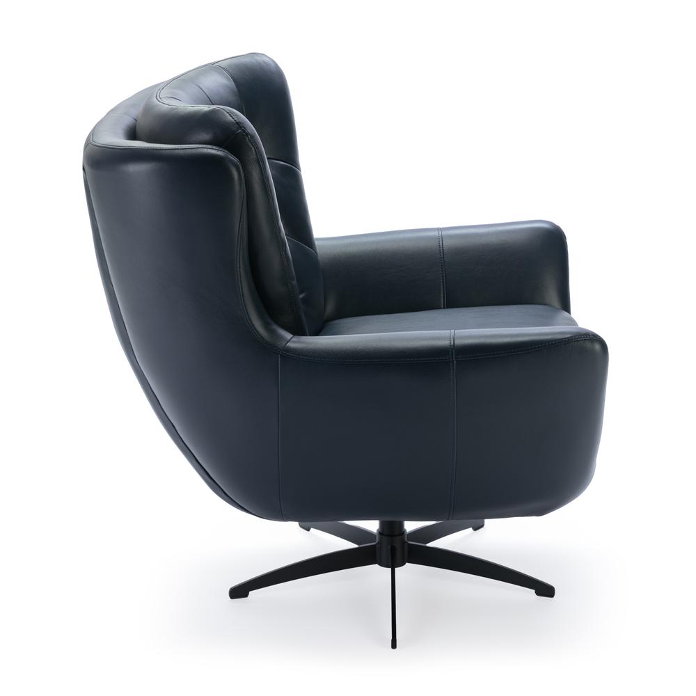 Clayton Midnight Blue Tufted Faux Leather Swivel Chair. Picture 7