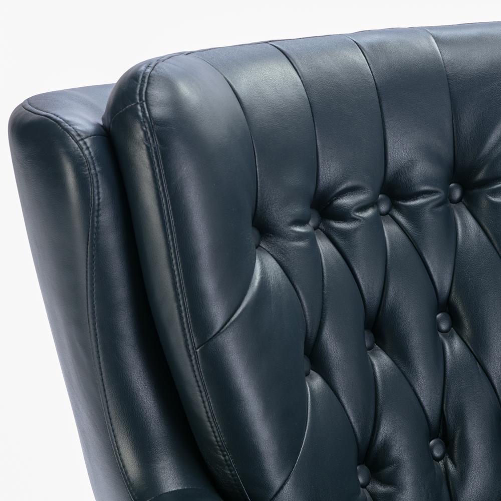 Clayton Midnight Blue Tufted Faux Leather Swivel Chair. Picture 8