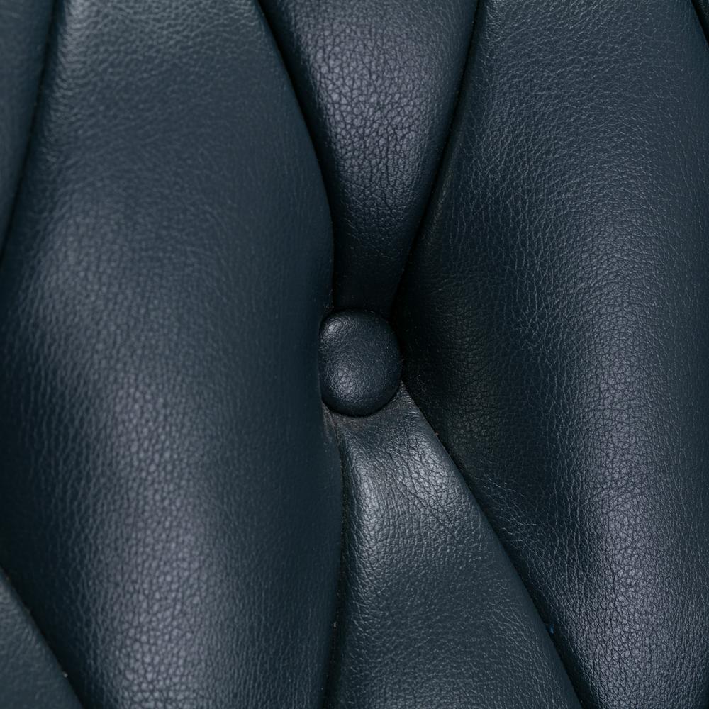 Clayton Midnight Blue Tufted Faux Leather Swivel Chair. Picture 13