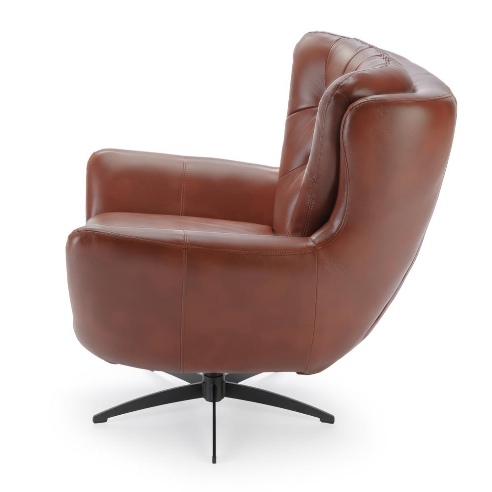 Clayton Caramel Tufted Faux Leather Swivel Chair. Picture 4