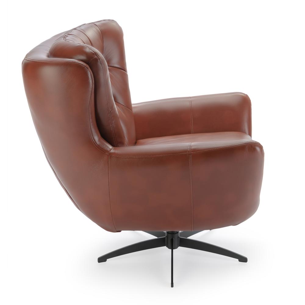 Clayton Caramel Tufted Faux Leather Swivel Chair. Picture 6