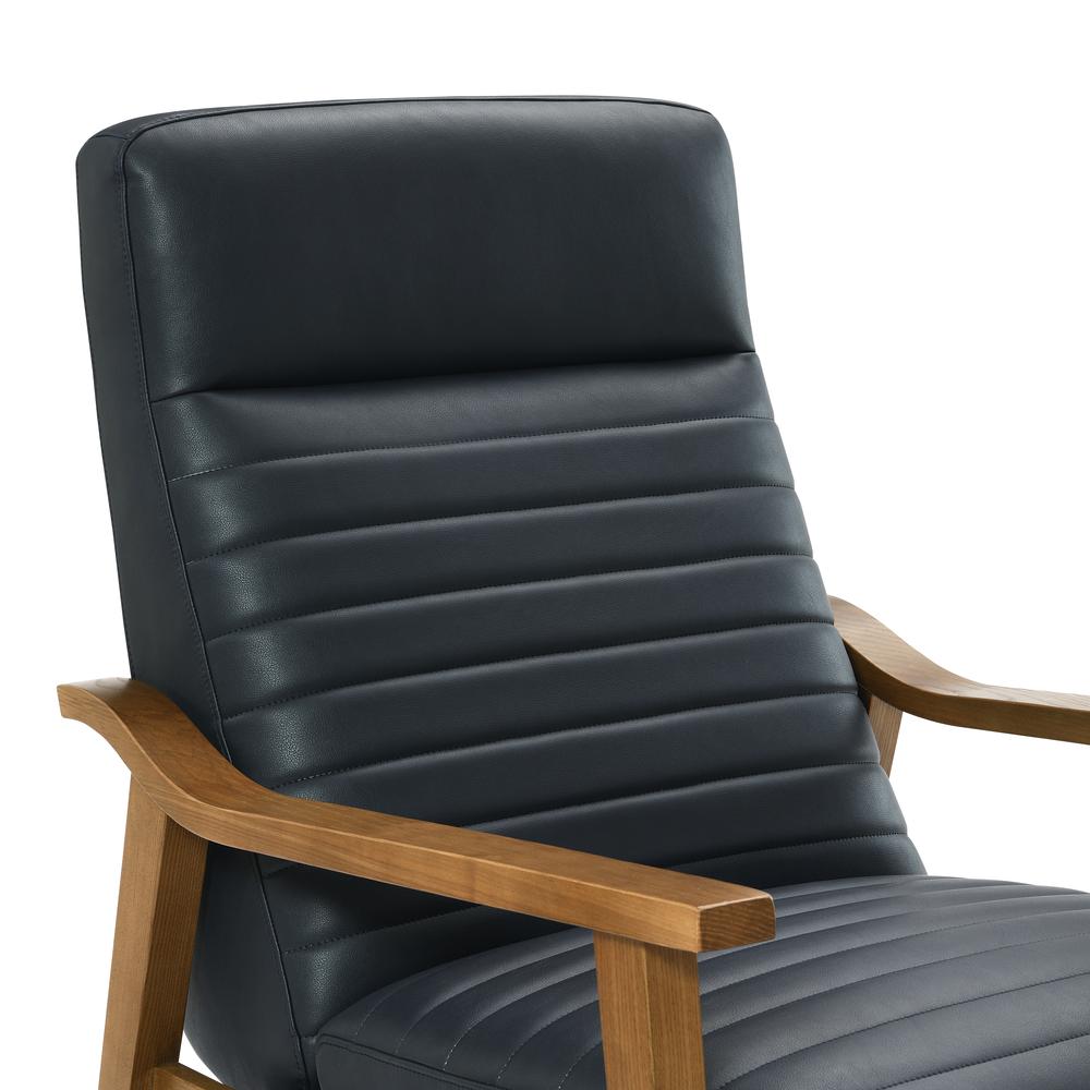 Arthur Wood Arm Push Back Recliner - Midnight Blue. Picture 7