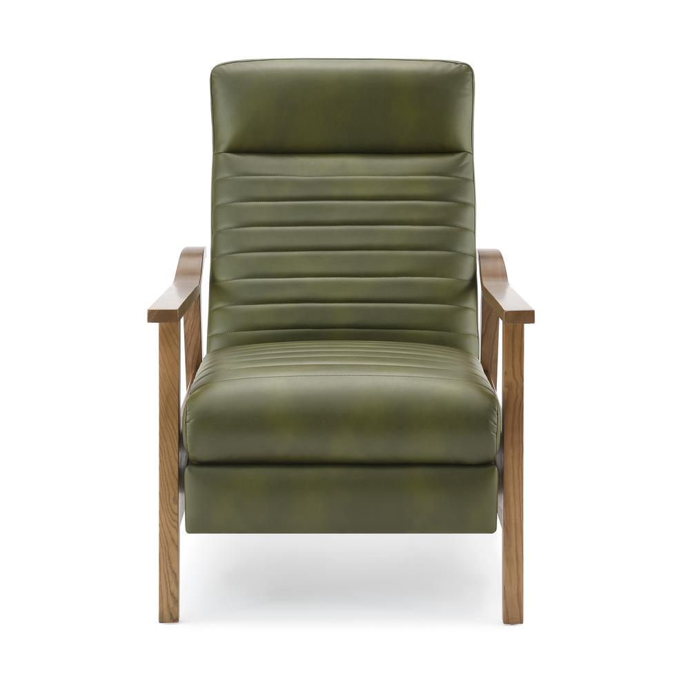 Arthur Wood Arm Push Back Recliner - Fern Green. Picture 2