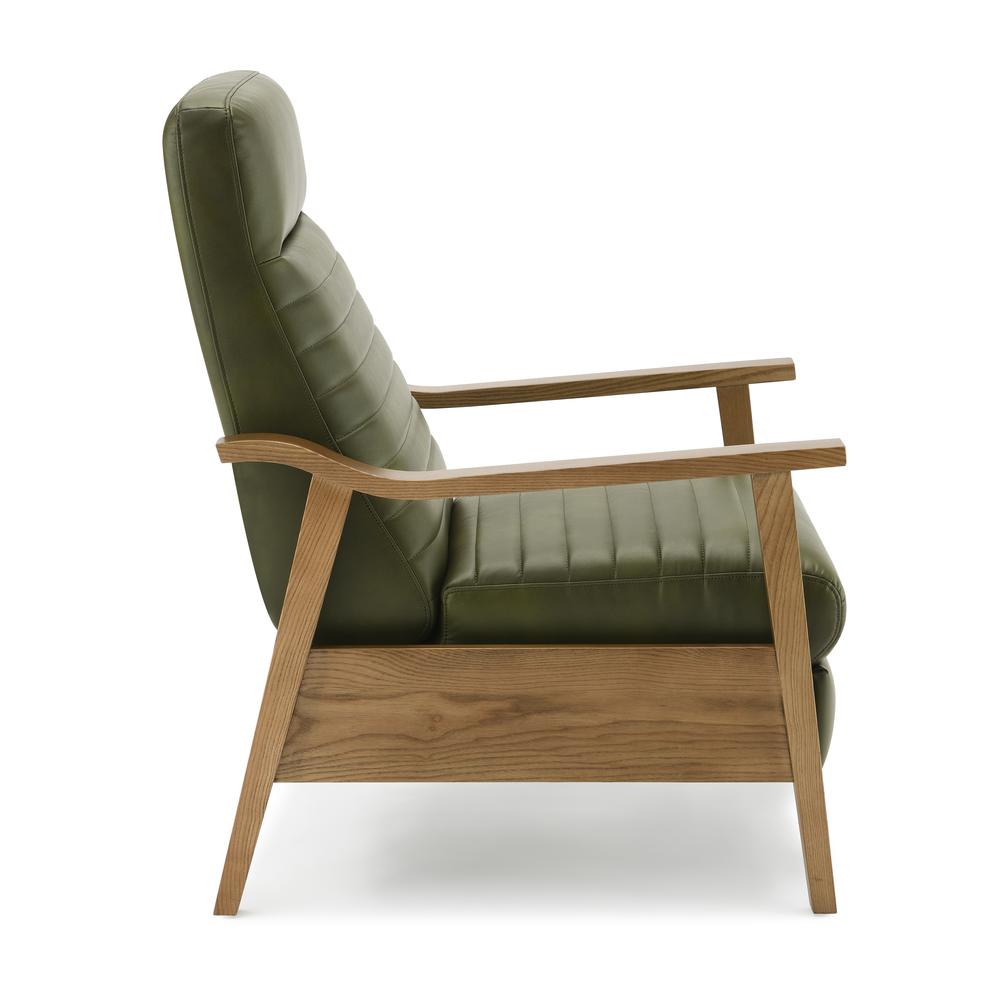 Arthur Wood Arm Push Back Recliner - Fern Green. Picture 3