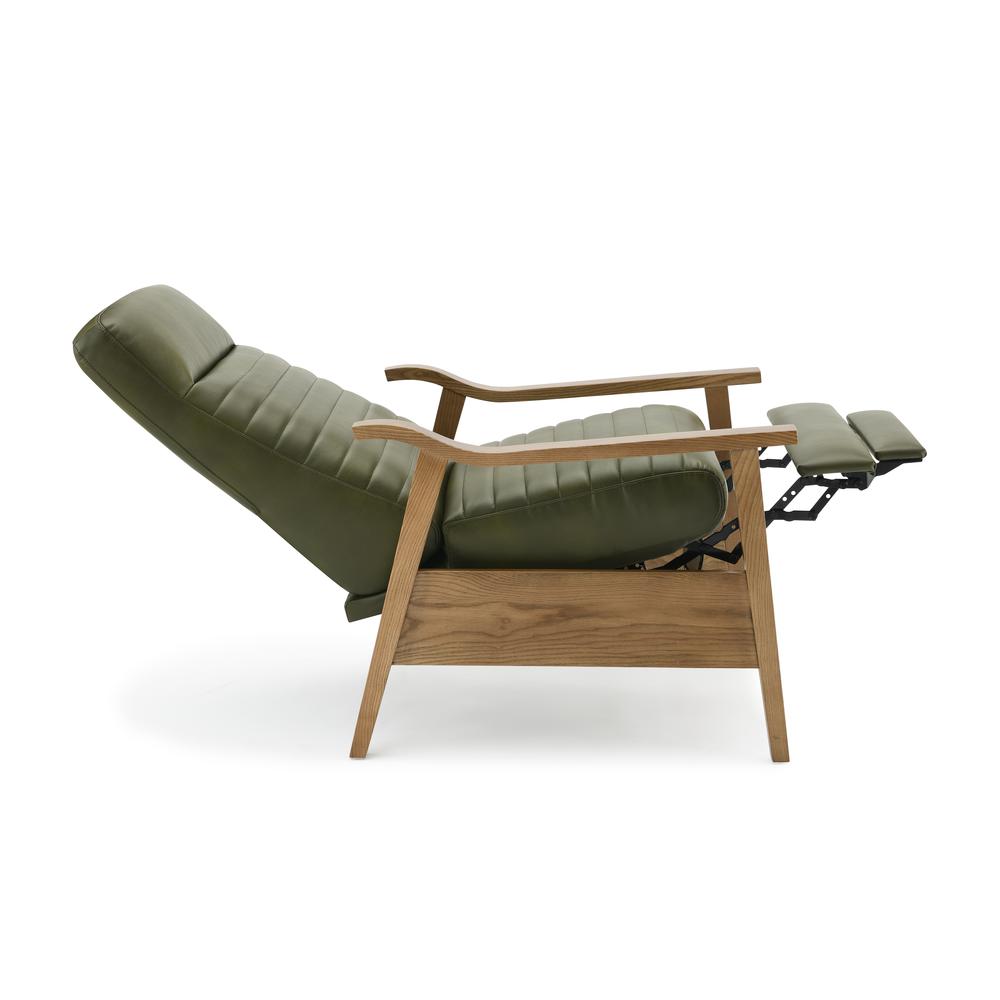 Arthur Wood Arm Push Back Recliner - Fern Green. Picture 4