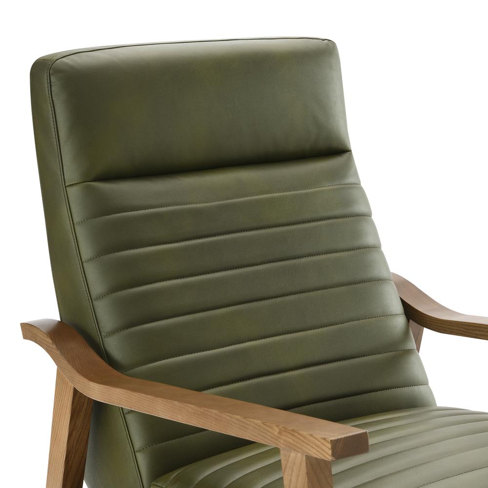 Arthur Wood Arm Push Back Recliner - Fern Green. Picture 7