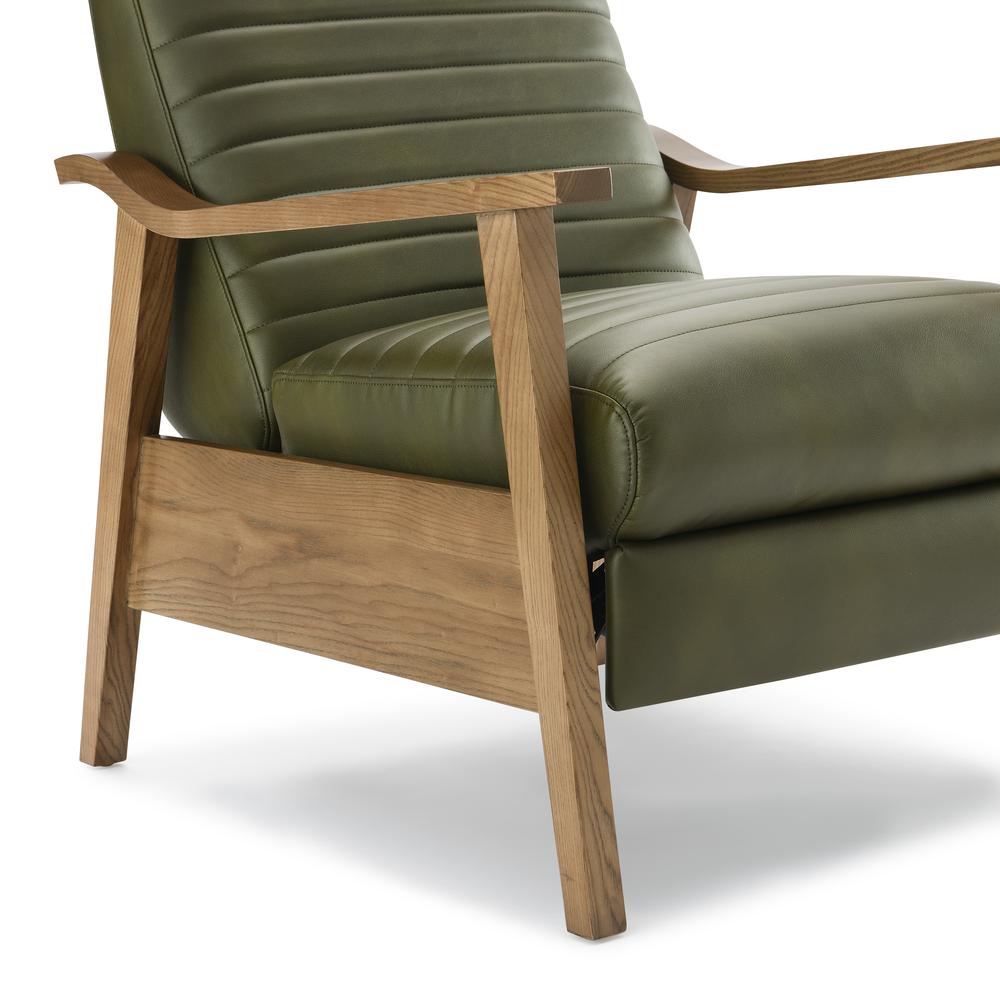 Arthur Wood Arm Push Back Recliner - Fern Green. Picture 8