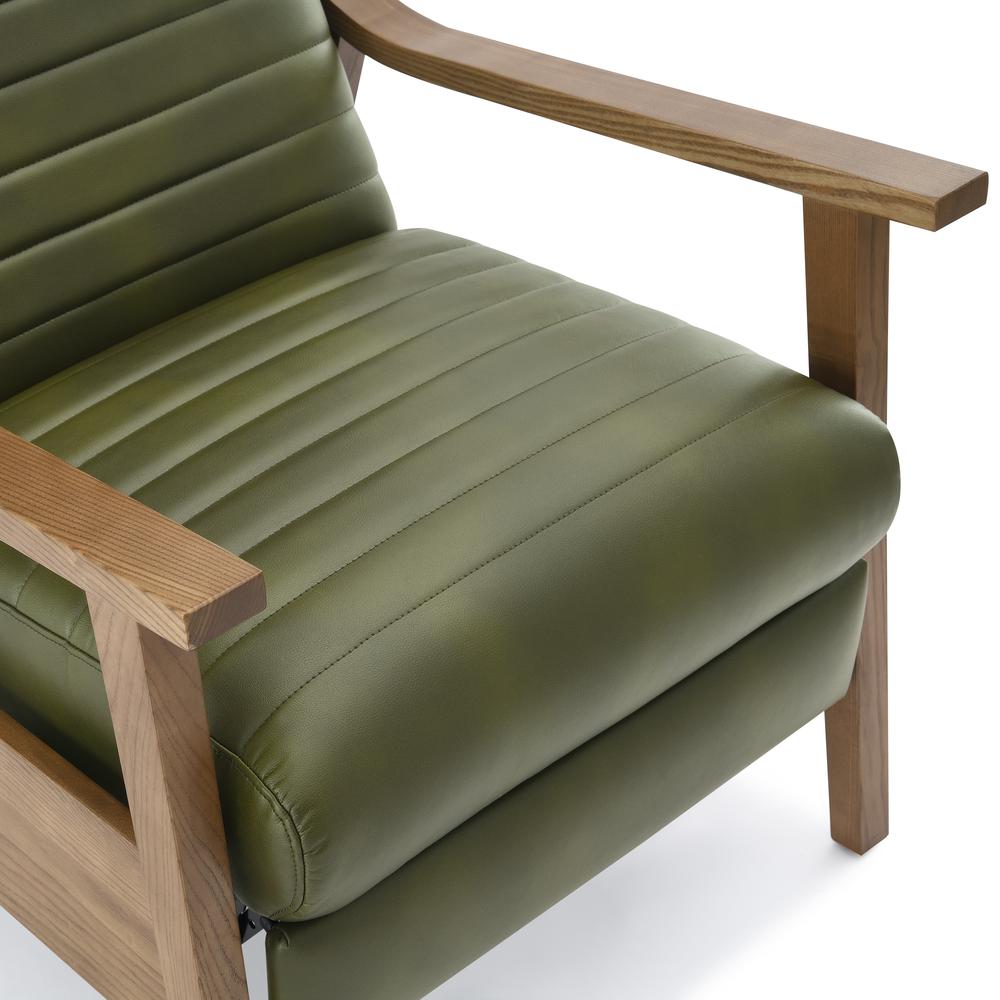 Arthur Wood Arm Push Back Recliner - Fern Green. Picture 9