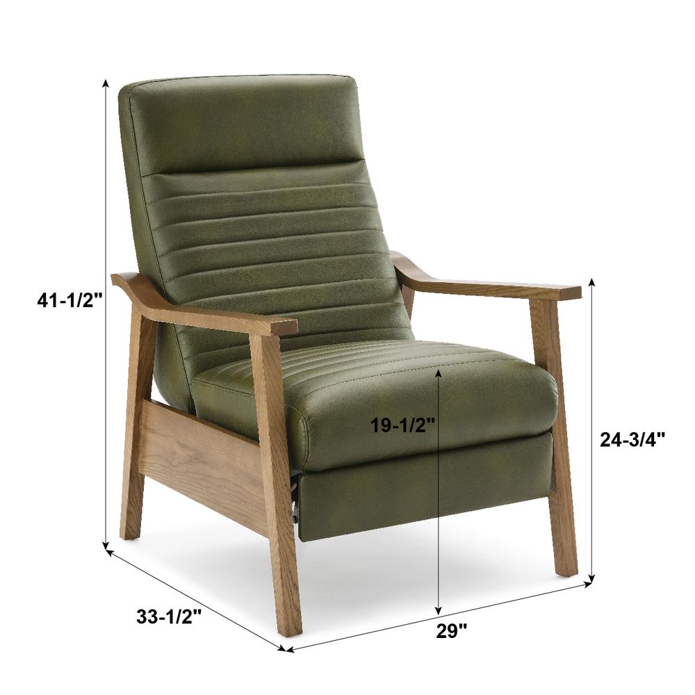 Arthur Wood Arm Push Back Recliner - Fern Green. Picture 11