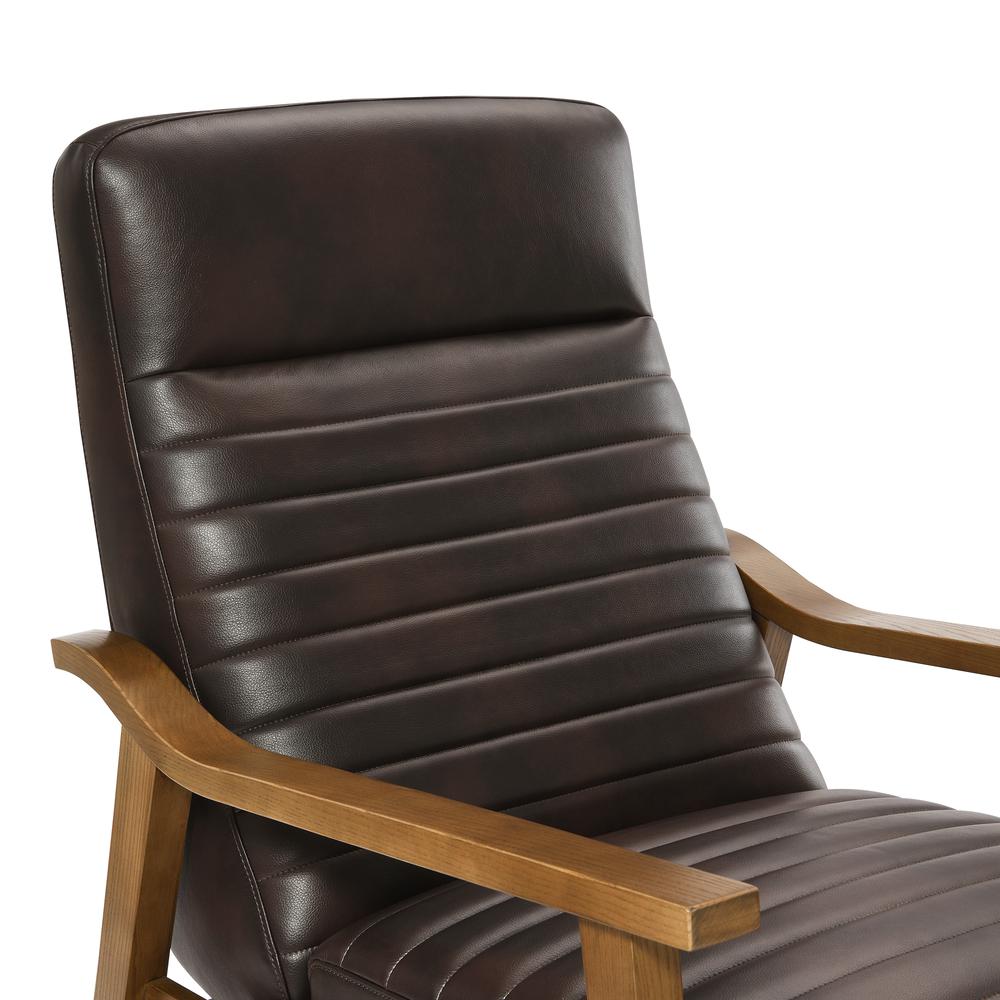 Arthur Wood Arm Push Back Recliner - Burnished Brown. Picture 6